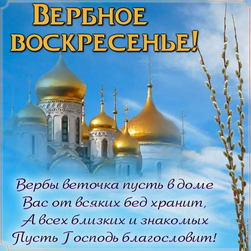 Открытки на Вербное воскресенье 2026: красивые картинки с пожеланиями