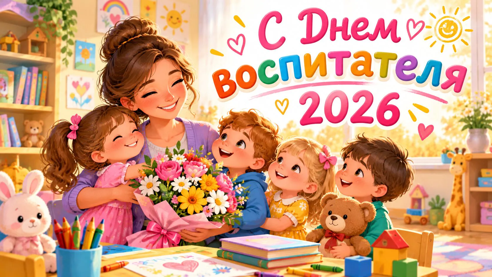 Открытки с Днем воспитателя 2026: красивые картинки и теплые поздравления на 27 сентября