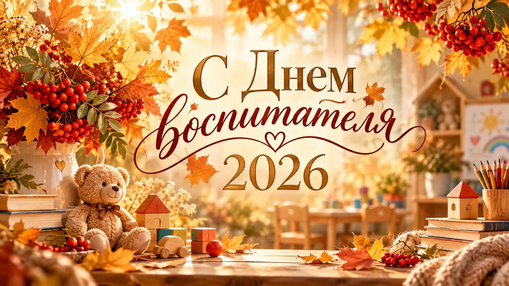 Открытки с Днем воспитателя 2026: красивые картинки и теплые поздравления на 27 сентября