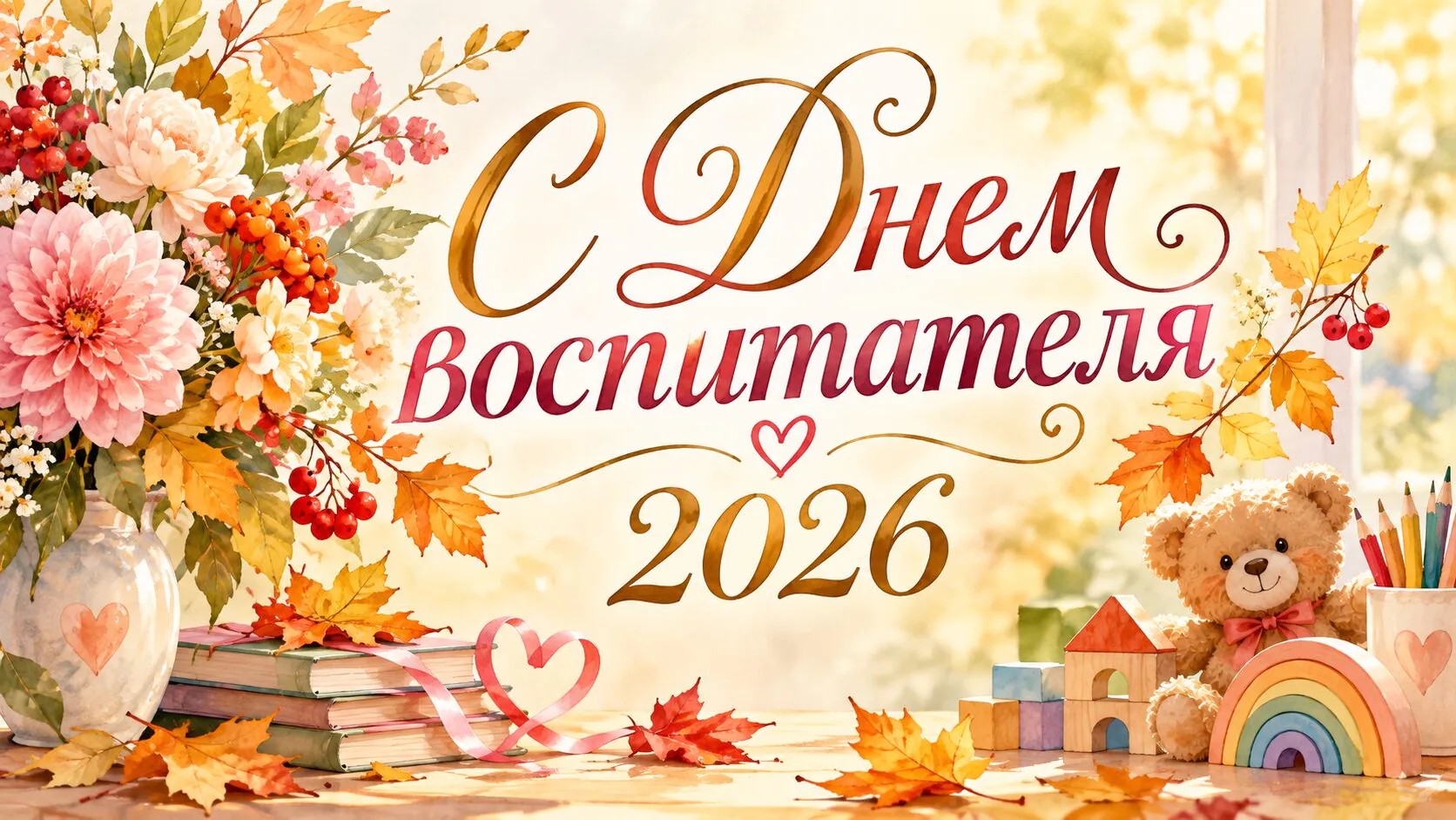 Открытки с Днем воспитателя 2026: красивые картинки и теплые поздравления на 27 сентября